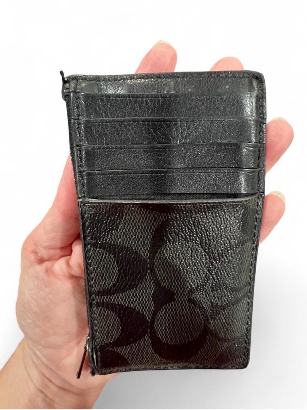 Black Unisex Coach Card Holder Coin Purse Wallet